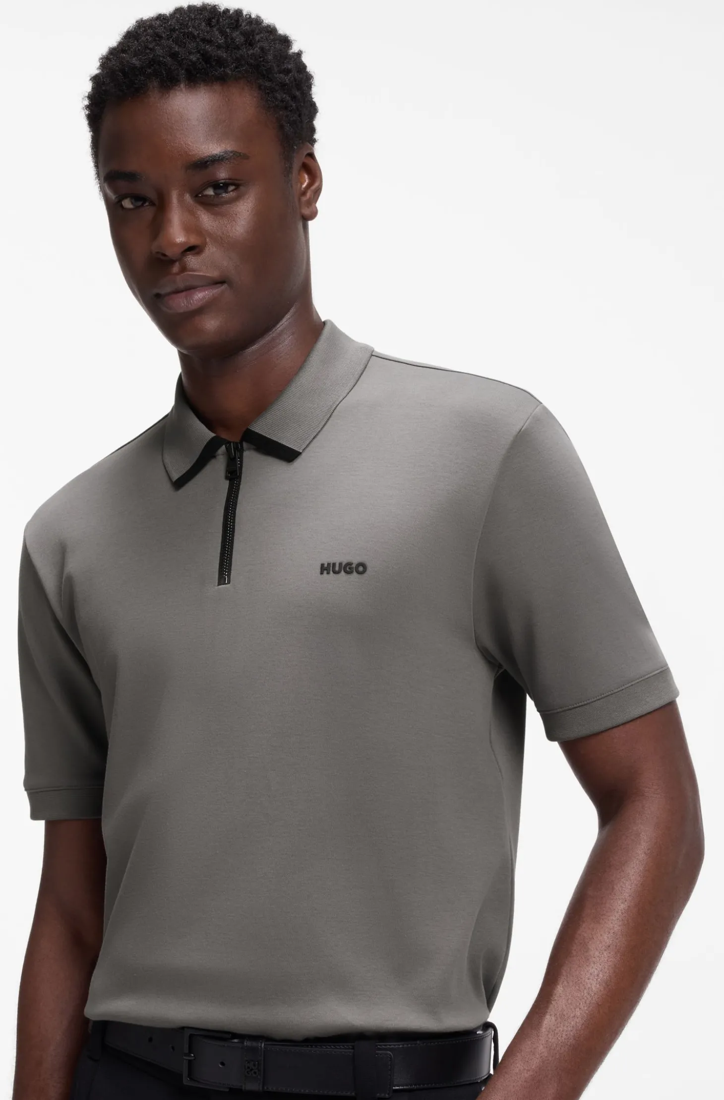 Poloshirt aus Baumwoll-Piqué mit Reißverschluss am Ausschnitt