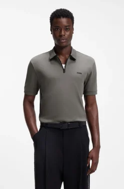 Poloshirt aus Baumwoll-Piqué mit Reißverschluss am Ausschnitt