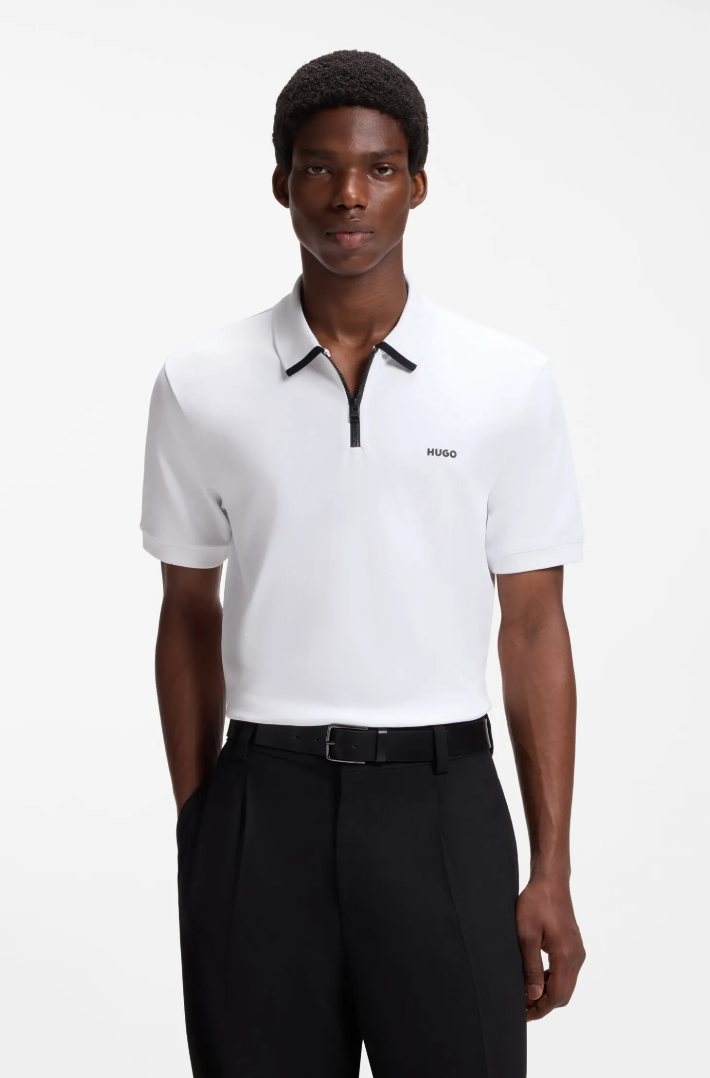Poloshirt aus Baumwoll-Piqué mit Reißverschluss am Ausschnitt