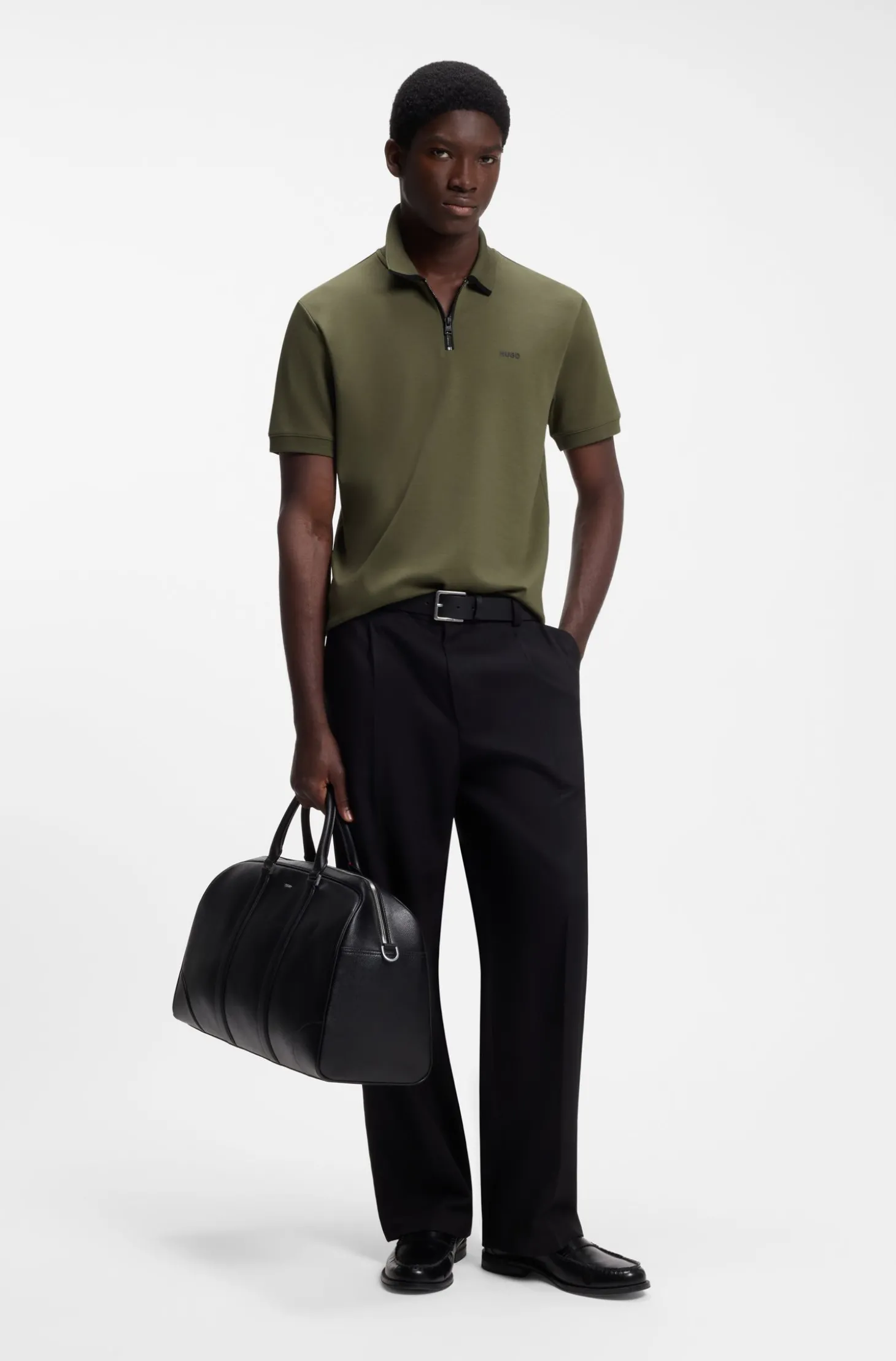 Poloshirt aus Baumwoll-Piqué mit Reißverschluss am Ausschnitt