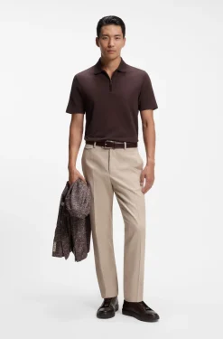 Poloshirt aus Baumwoll-Seiden-Mix mit Reißverschluss am Kragen