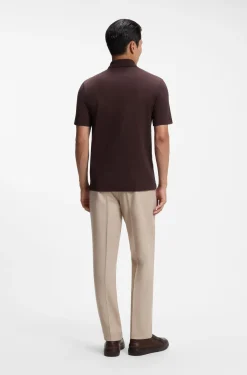 Poloshirt aus Baumwoll-Seiden-Mix mit Reißverschluss am Kragen