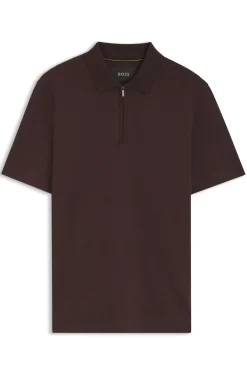 Poloshirt aus Baumwoll-Seiden-Mix mit Reißverschluss am Kragen