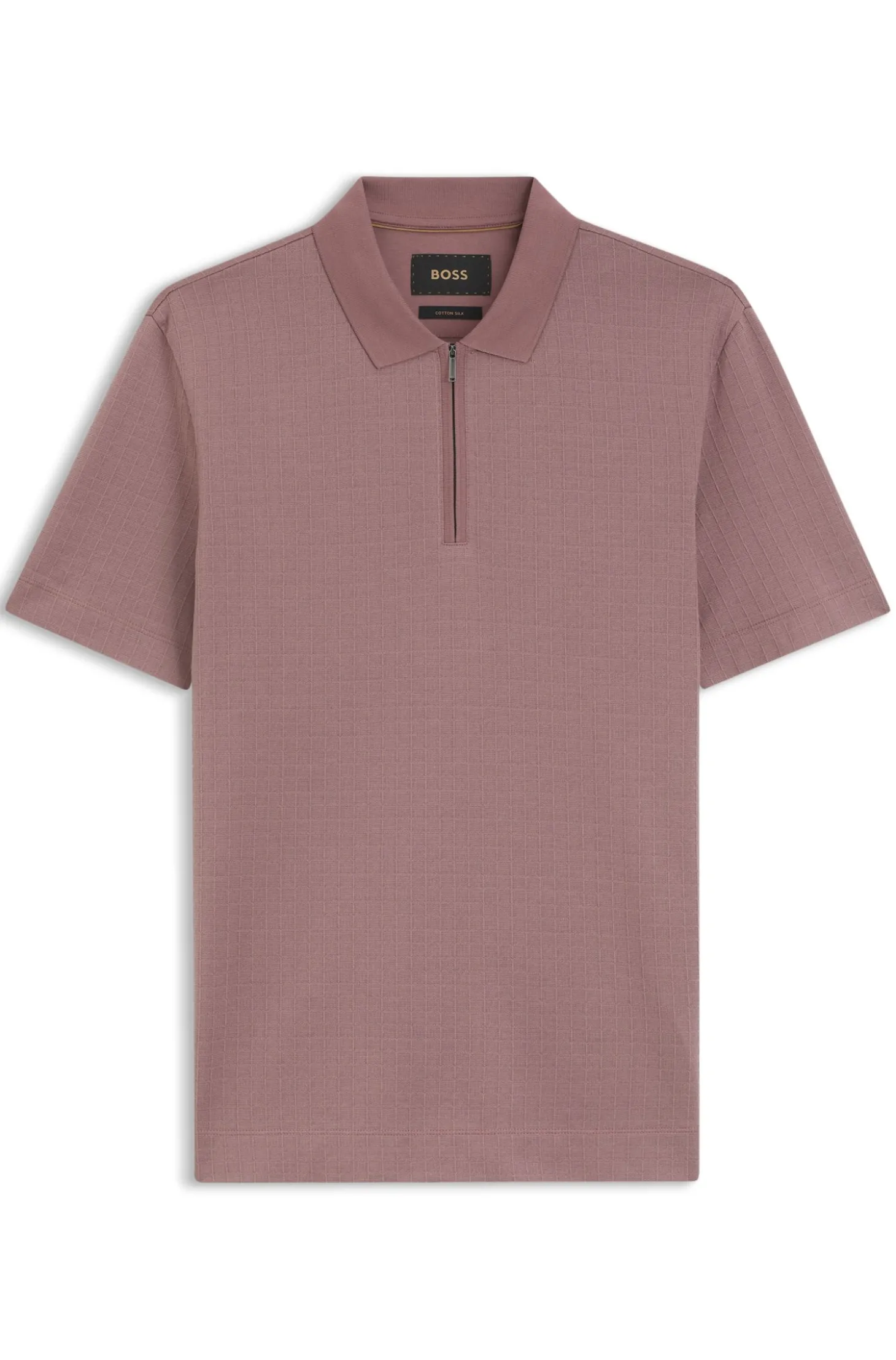 Poloshirt aus Baumwoll-Seiden-Mix mit Reißverschluss am Kragen