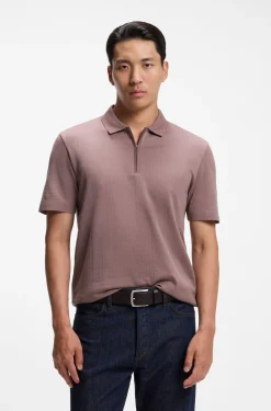 Poloshirt aus Baumwoll-Seiden-Mix mit Reißverschluss am Kragen
