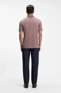 Poloshirt aus Baumwoll-Seiden-Mix mit Reißverschluss am Kragen
