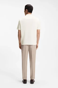 Poloshirt aus in Italien gefertigter Baumwolle und Leinen