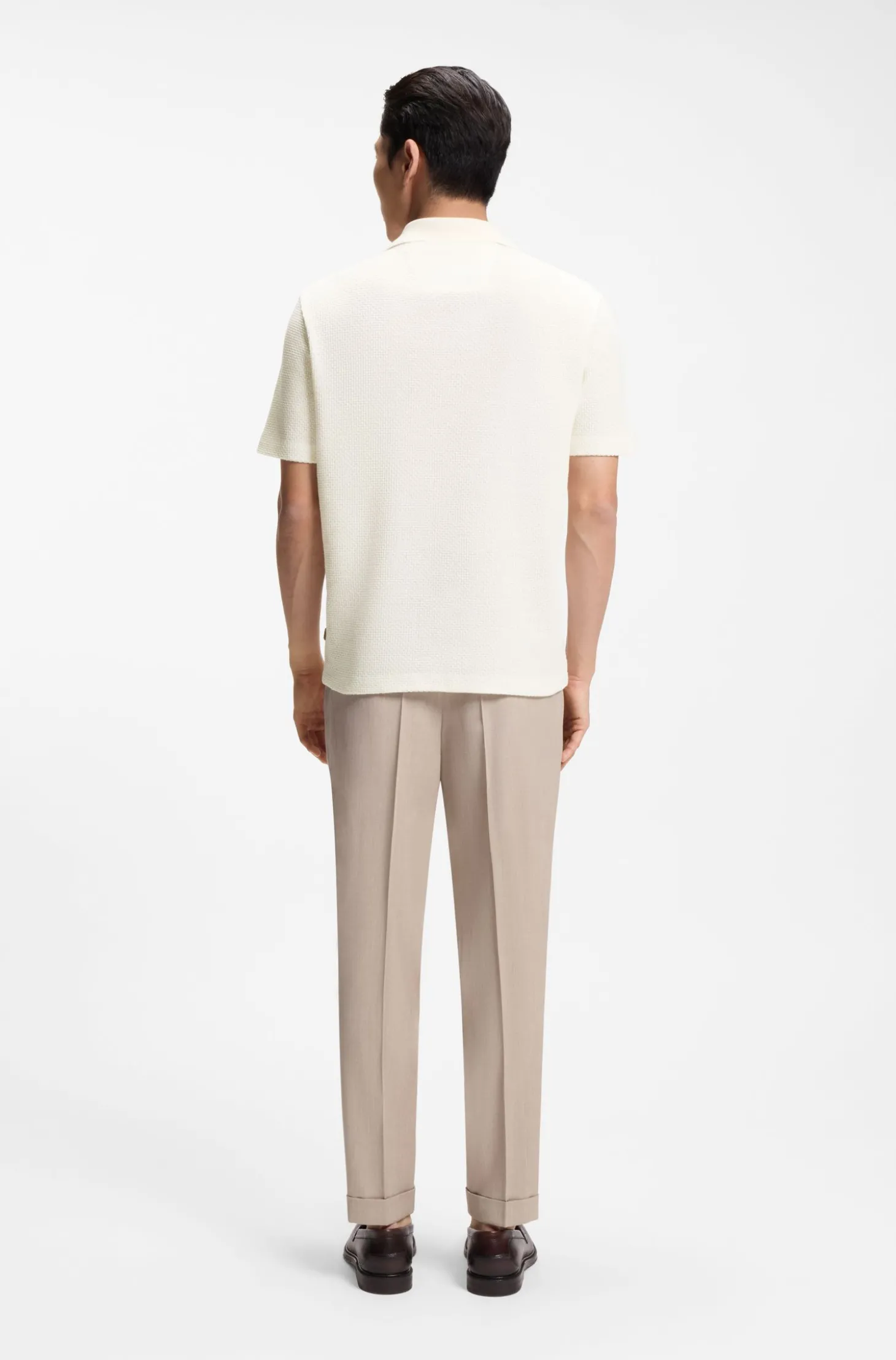 Poloshirt aus in Italien gefertigter Baumwolle und Leinen