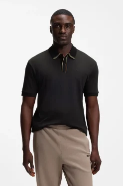 Poloshirt aus Interlock-Baumwolle mit gestreiften Details