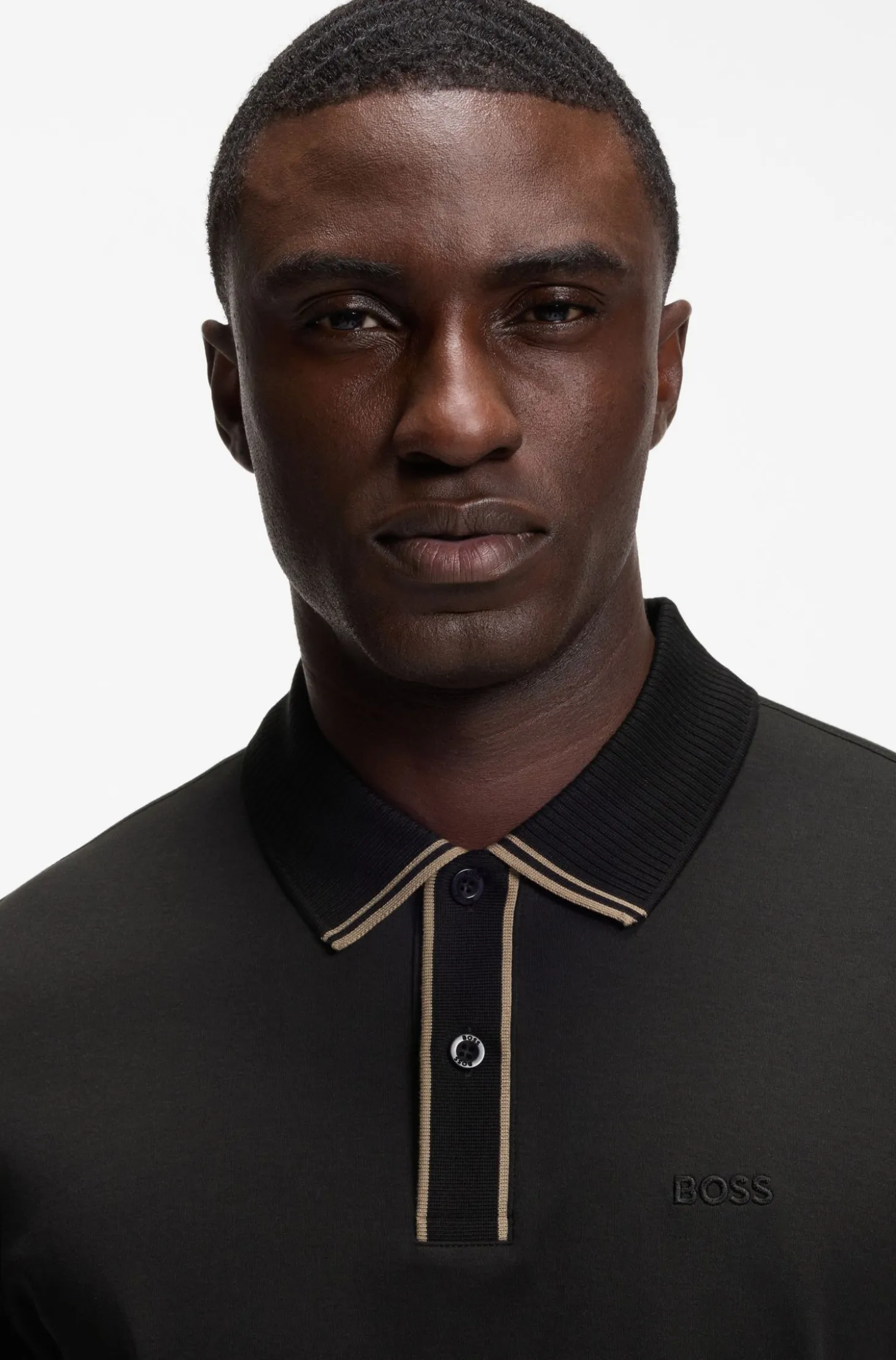 Poloshirt aus Interlock-Baumwolle mit gestreiften Details