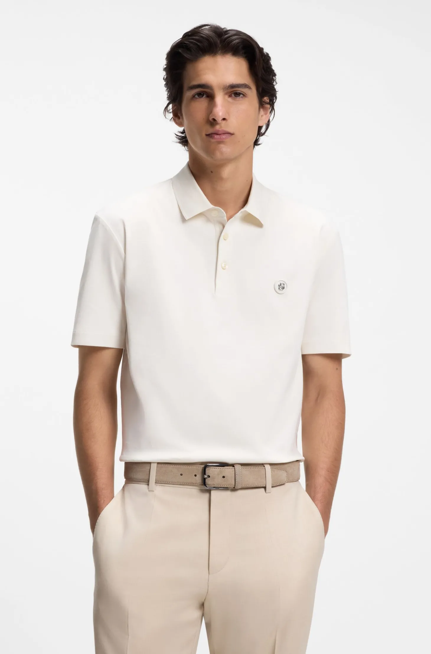 Poloshirt aus merzerisierter Baumwolle mit Double-B-Monogramm