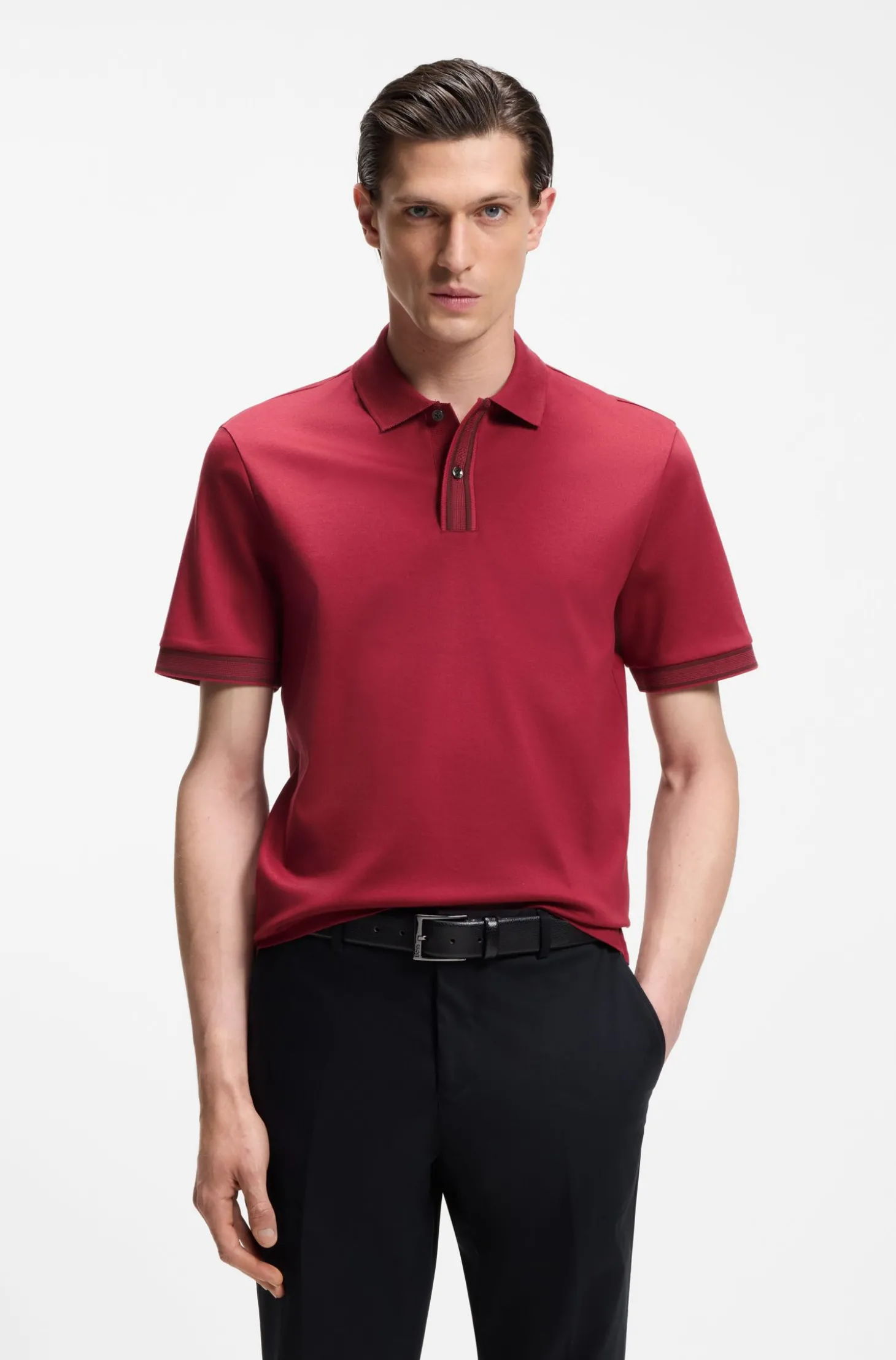 Poloshirt aus merzerisierter Baumwolle mit Streifen-Dessin
