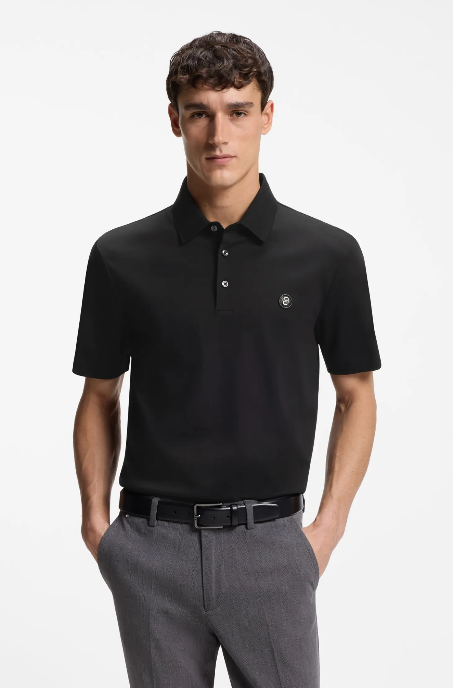 Poloshirt aus merzerisierter Baumwolle mit Double-B-Monogramm