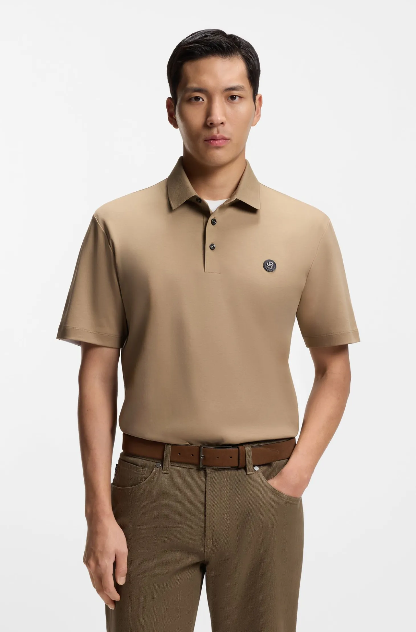 Poloshirt aus merzerisierter Baumwolle mit Double-B-Monogramm