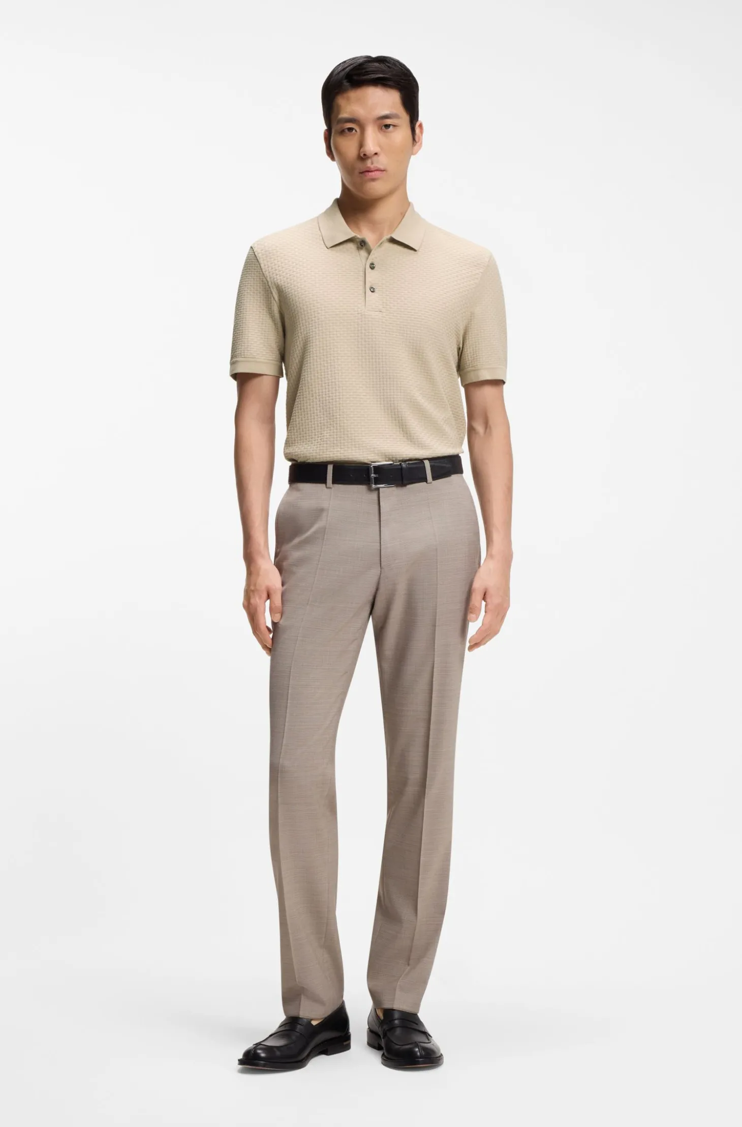 Poloshirt aus merzerisierter Baumwolle mit Panama-Webstruktur