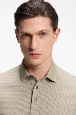 Poloshirt aus merzerisierter Baumwolle mit dreifarbigem Jacquard-Muster