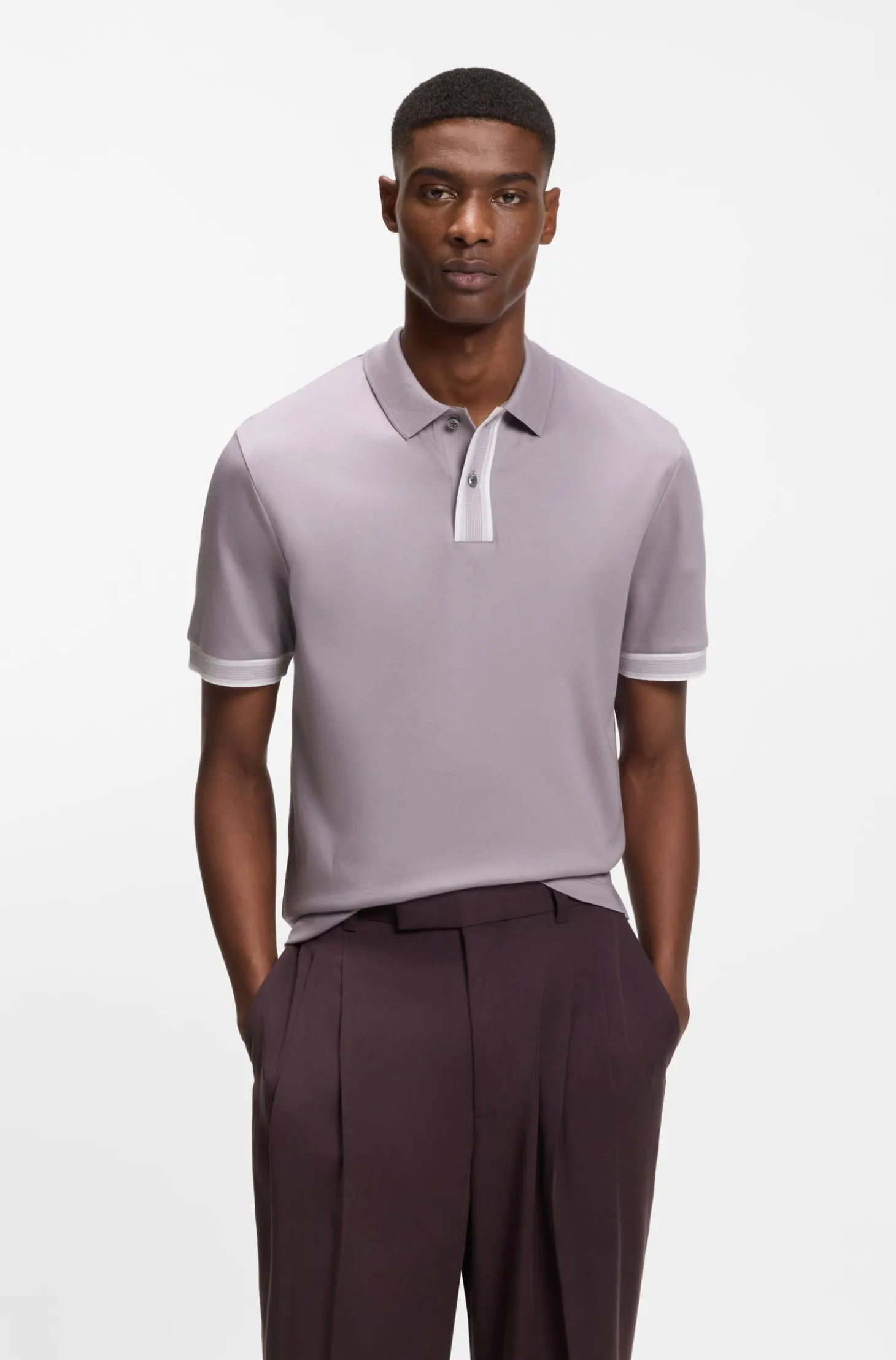 Poloshirt aus merzerisierter Baumwolle mit Streifen-Dessin