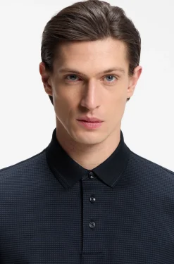 Poloshirt aus merzerisierter Baumwolle mit dreifarbigem Jacquard-Muster