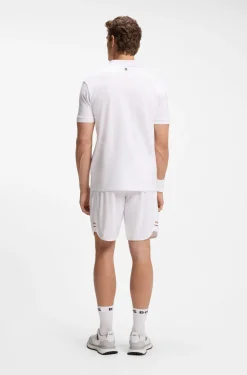 Poloshirt aus Stretch-Baumwolle mit tennisinspiriertem Logo