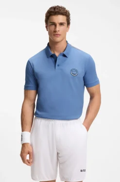 Poloshirt aus Stretch-Baumwolle mit tennisinspiriertem Logo