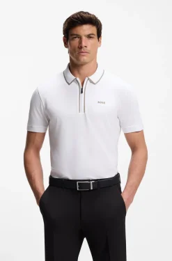 Poloshirt aus Stretch-Baumwolle mit Kontrast-Streifen