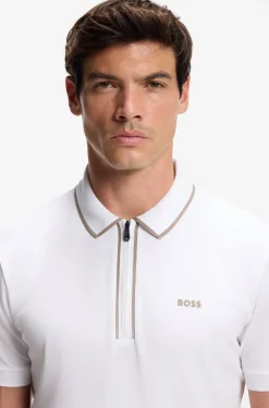 Poloshirt aus Stretch-Baumwolle mit Kontrast-Streifen