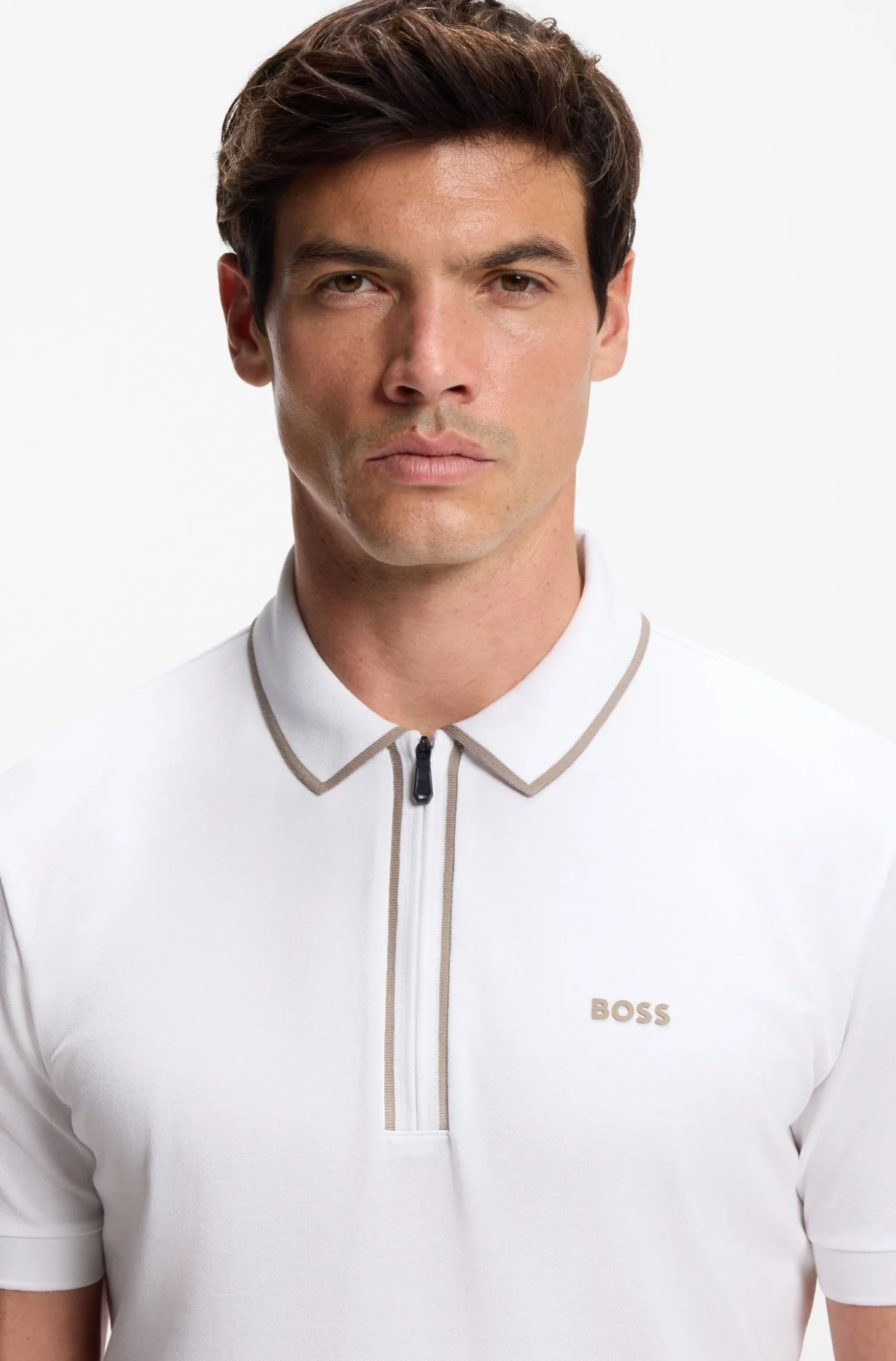 Poloshirt aus Stretch-Baumwolle mit Kontrast-Streifen