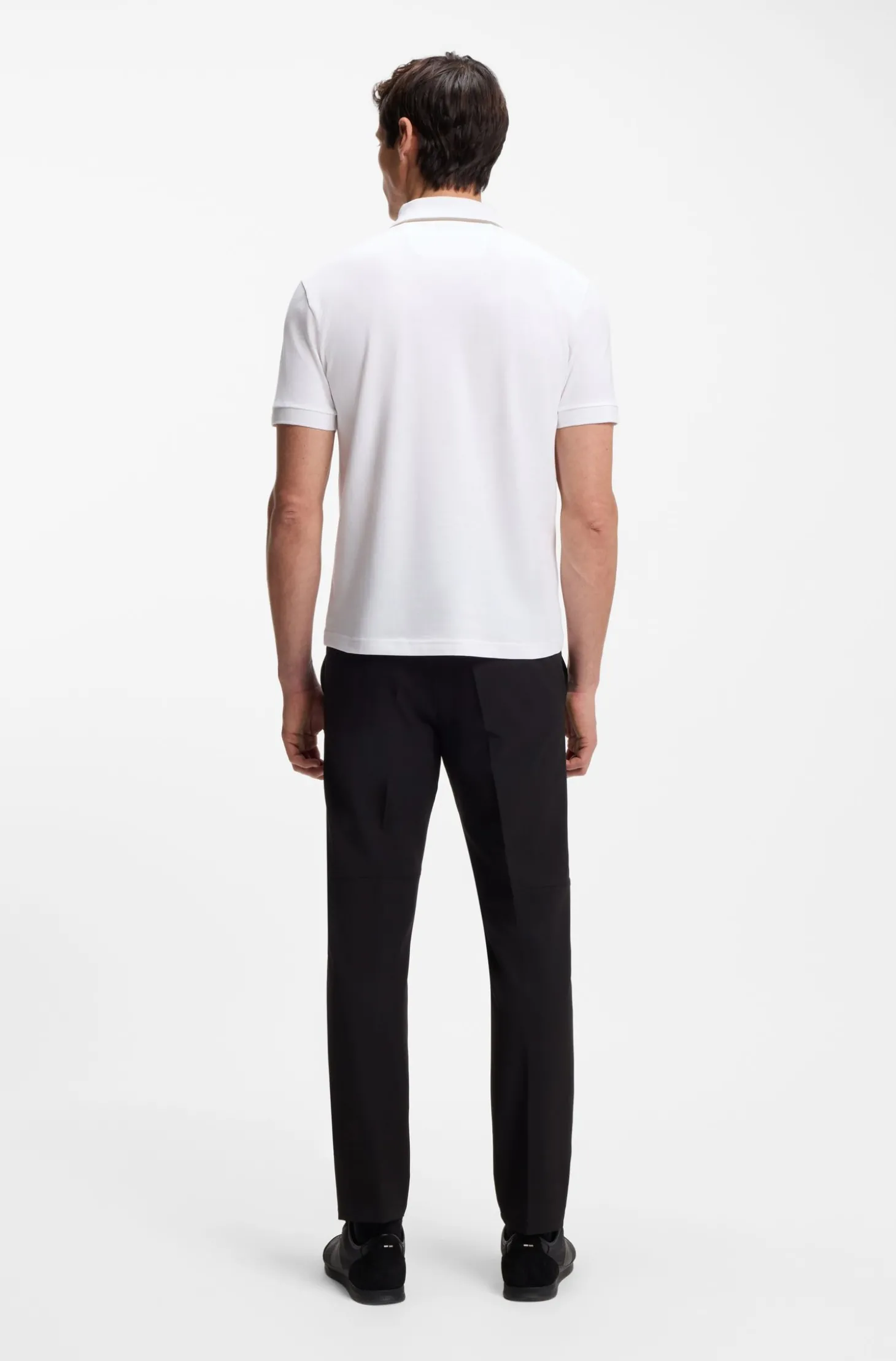 Poloshirt aus Stretch-Baumwolle mit Kontrast-Streifen