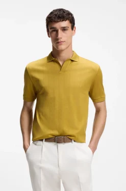 Poloshirt mit Johnny-Kragen aus Baumwoll-Jacquard