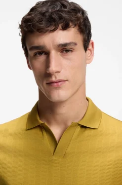 Poloshirt mit Johnny-Kragen aus Baumwoll-Jacquard