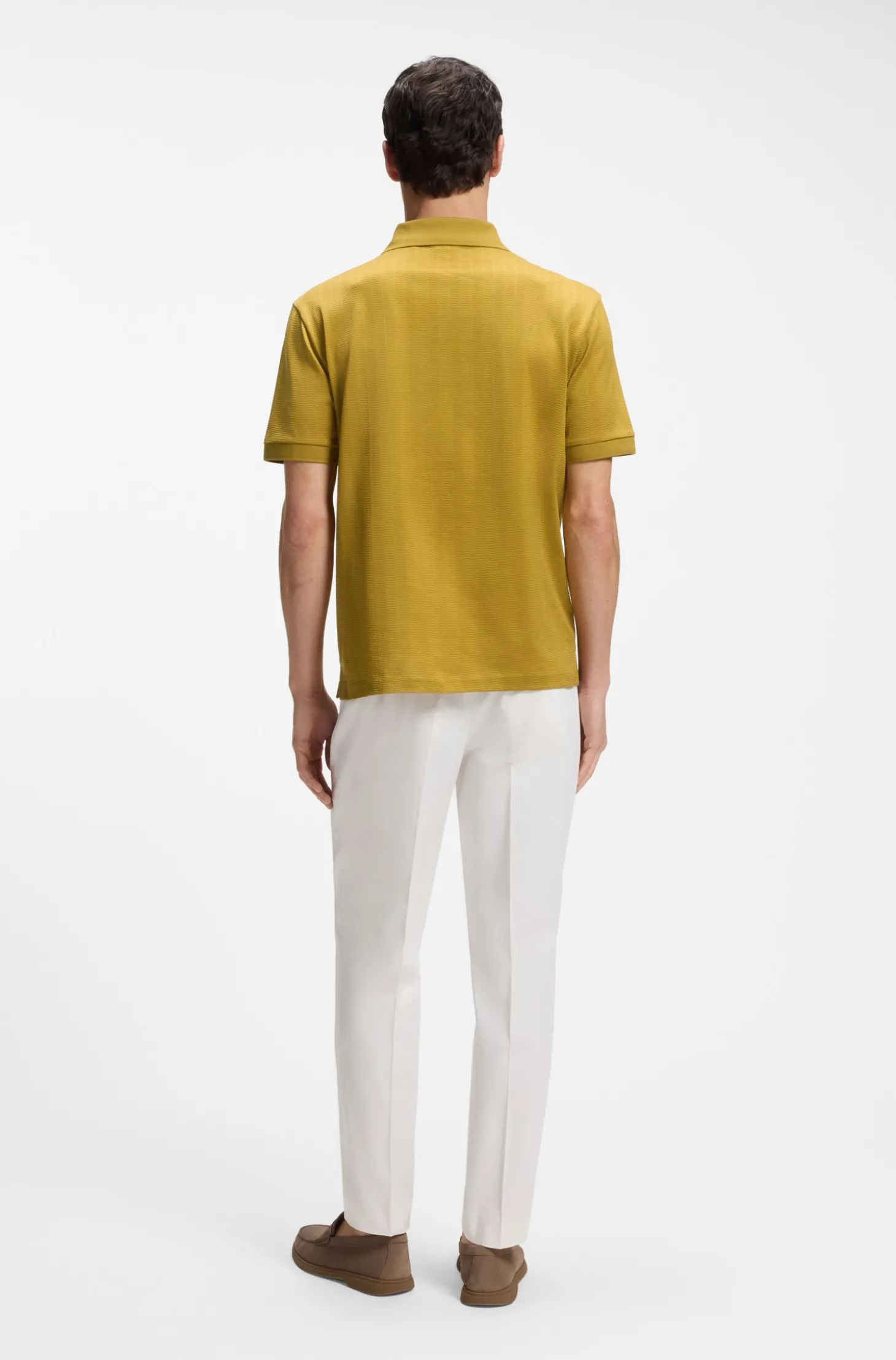 Poloshirt mit Johnny-Kragen aus Baumwoll-Jacquard