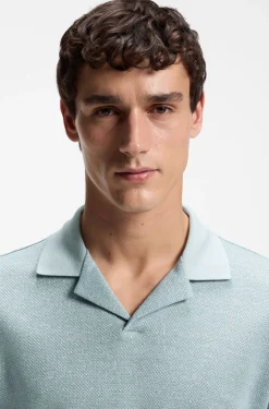 Poloshirt mit Johnny-Kragen aus Baumwolle, Leinen und Seide