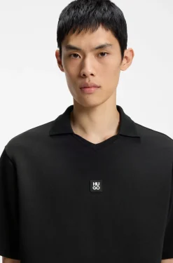 Poloshirt mit Johnny-Kragen aus strukturiertem Baumwoll-Mix