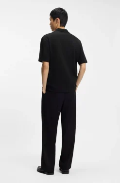 Poloshirt mit Johnny-Kragen aus strukturiertem Baumwoll-Mix