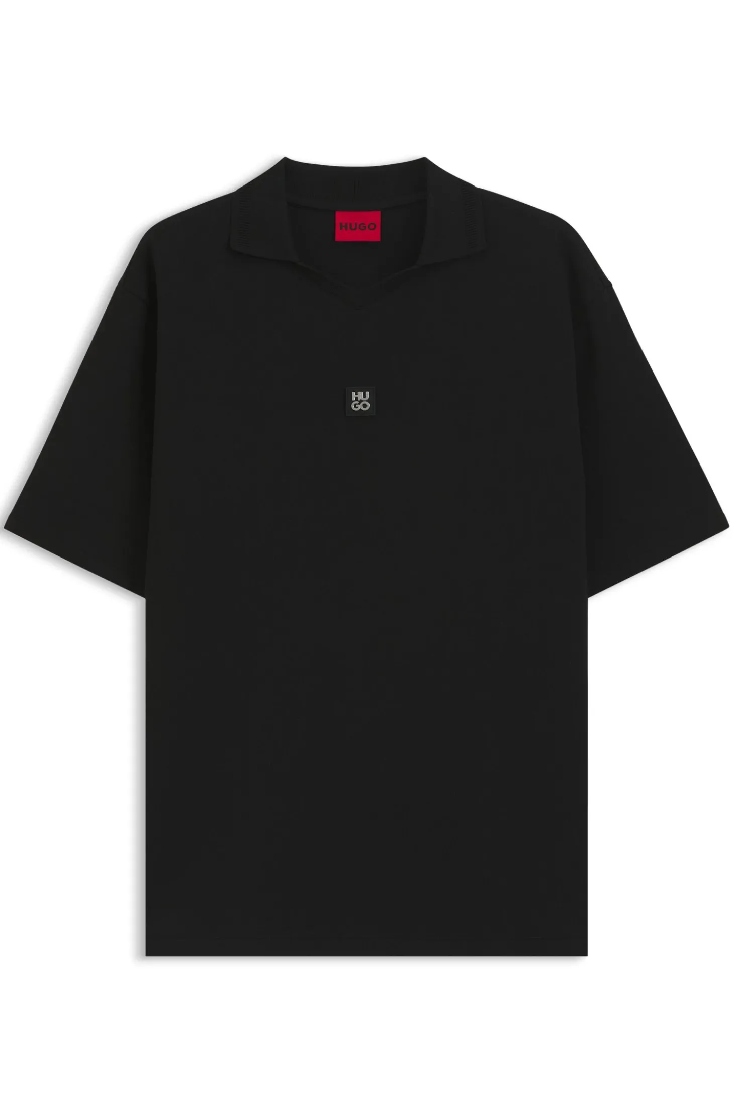 Poloshirt mit Johnny-Kragen aus strukturiertem Baumwoll-Mix