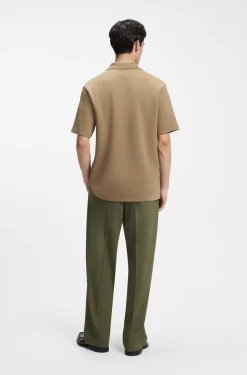 Poloshirt mit Johnny-Kragen aus strukturiertem Baumwoll-Mix