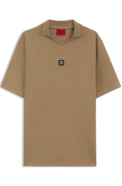 Poloshirt mit Johnny-Kragen aus strukturiertem Baumwoll-Mix