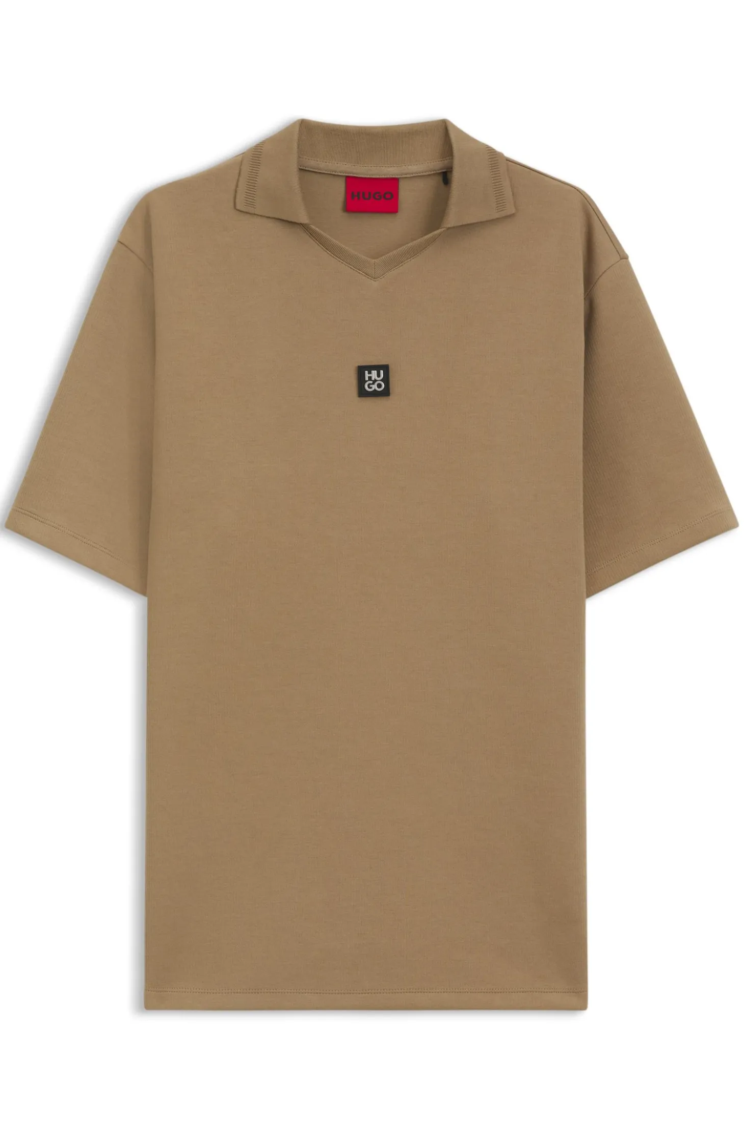 Poloshirt mit Johnny-Kragen aus strukturiertem Baumwoll-Mix