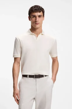 Poloshirt mit Johnny-Kragen aus Baumwoll-Jacquard