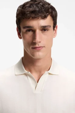 Poloshirt mit Johnny-Kragen aus Baumwoll-Jacquard