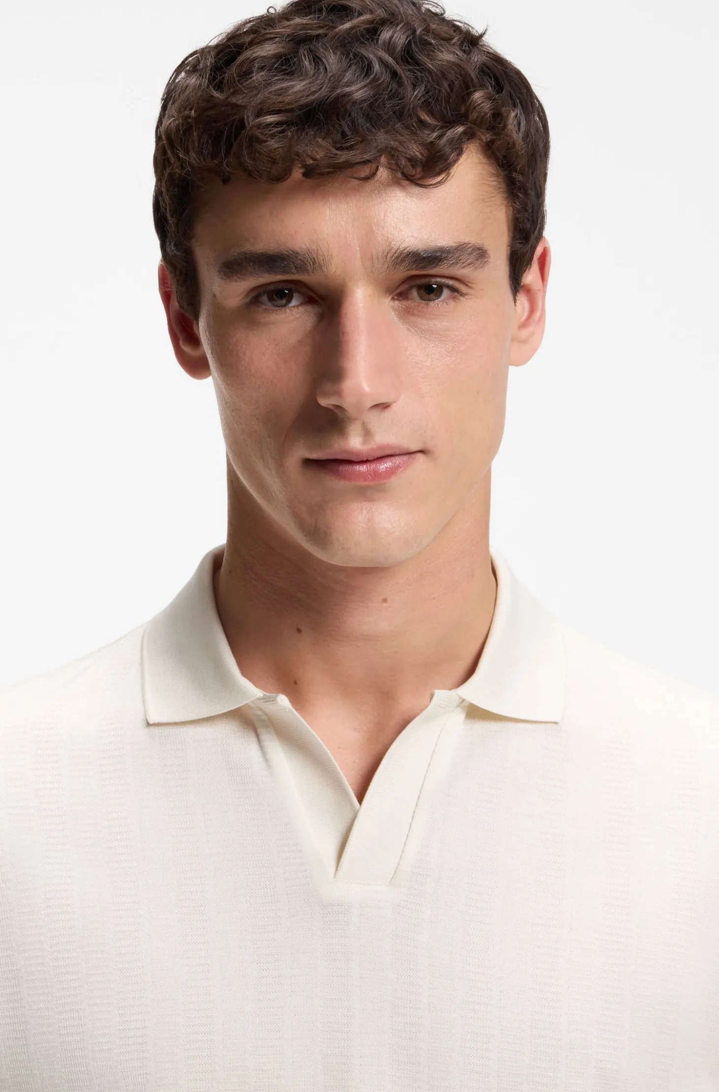 Poloshirt mit Johnny-Kragen aus Baumwoll-Jacquard