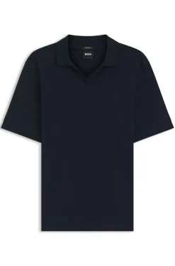 Poloshirt mit Johnny-Kragen aus Baumwoll-Jacquard
