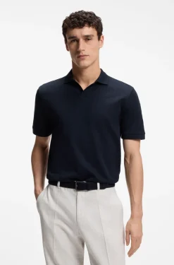 Poloshirt mit Johnny-Kragen aus Baumwoll-Jacquard