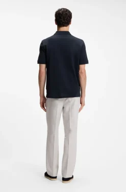 Poloshirt mit Johnny-Kragen aus Baumwoll-Jacquard
