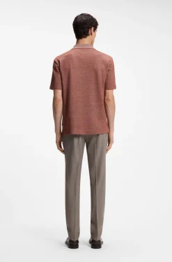 Poloshirt mit Johnny-Kragen aus Baumwolle, Leinen und Seide