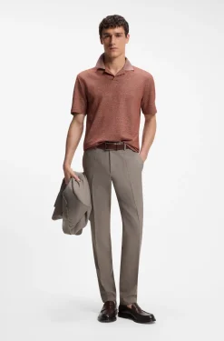 Poloshirt mit Johnny-Kragen aus Baumwolle, Leinen und Seide
