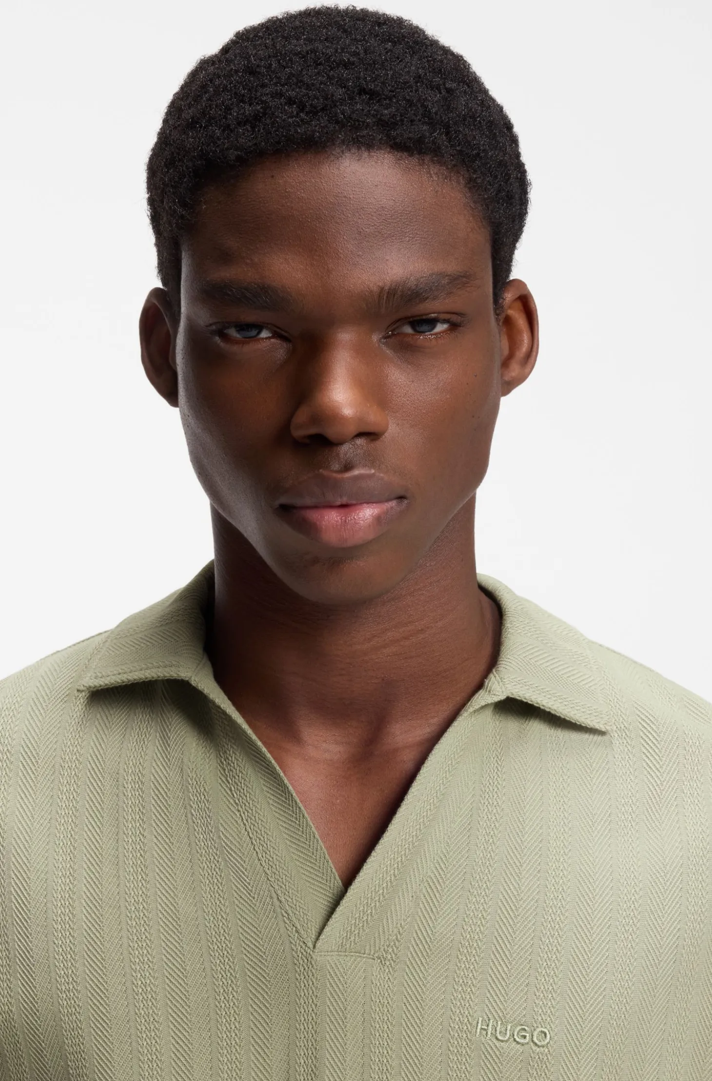 Poloshirt mit Johnny-Kragen und Jacquard-Streifen