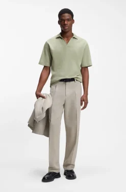Poloshirt mit Johnny-Kragen und Jacquard-Streifen