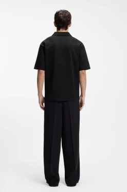 Poloshirt mit Johnny-Kragen und Jacquard-Streifen