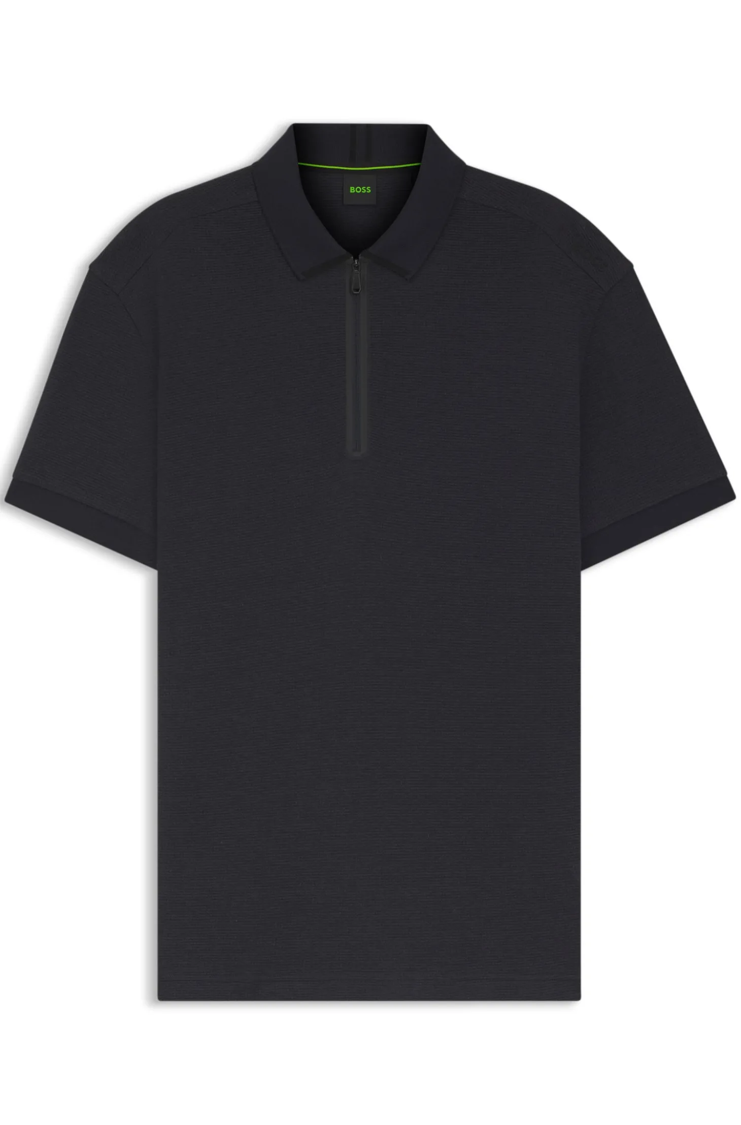Poloshirt mit Troyerkragen und Waffel-Jacquard
